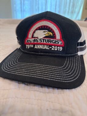 Sturgis 79th Annual 2019 Trucker Hat Black Mesh Snapback Biker Rally Cap Harley